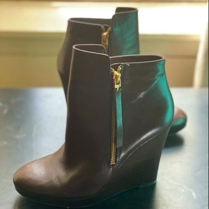 Brown leather ankle boots